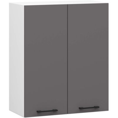 Armoires de cuisine haute AKORD W60 OLIWIA H720 Blanc 60 cm 2 portes façade Gris Graphite 2 étagères 60x30x72 cm