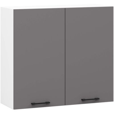 Armoires de cuisine haute AKORD W80 OLIWIA H720 Blanc 80 cm 2 portes façade Gris Graphite 2 étagères 80x30x72 cm