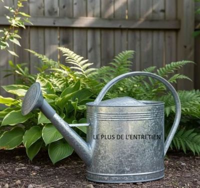 arrosoir en acier galvanise 13L avec pomme plastique et grille acier