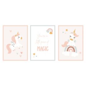 Art print (set de 3) licornes caramel rose 21x29,7 cm