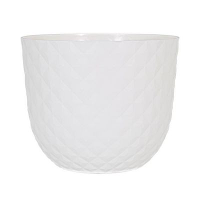 Pot De Fleur Miami Wavy 16 Cm Crème - Design Ondulé Mat, Résistant Au Gel, Fabriqué Au Portugal En Plastique Recyclé