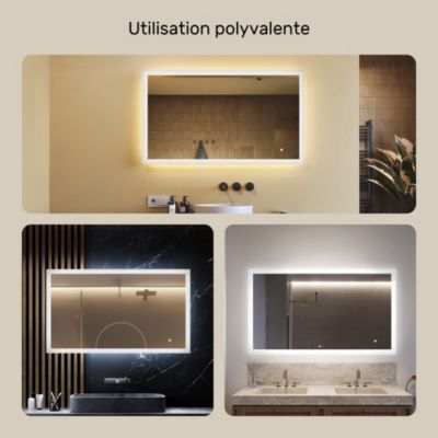 Artforma Miroir de Salle de Bain LED 120x70, Miroir LED avec tactile, 3 températures de Couleur (3000K- 6500K)
