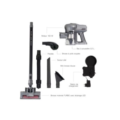 Aspirateur balai sans fil 2en1 rechargeable 22.2v Kitchen Move BAT-H20BPET silent dark knight animal care