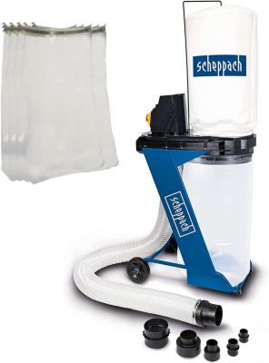 Aspirateur à copeaux DC500 Scheppach - 75L- 550W - Débit d'air 1150 m3/h - Flexible 2m + 5 sacs inclus
