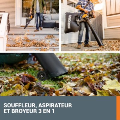 Aspirateur souffleur broyeur 2x20V WORX - WG583E.9 (moteur brushless, 335 km/h, sac et harnais, sans batterie ni chargeur)