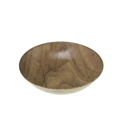 Assiette creuse effet bois Marron, H. 8 cm, MOOD