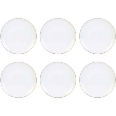 Assiette en porcelaine avec liseré doré (Lot de 6) Assiettes plates 20 cm