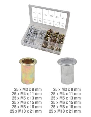 Assortiment d'inserts taraudés acier et aluminium, 300 pcs