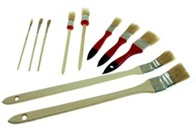 Assortiment de 10 pinceaux  Plat Rond Recourbé