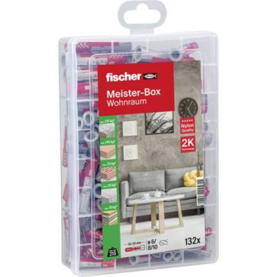 Assortiment de chevilles DUOPOWER 132 pièces - boîte plastique robuste, couvercle transparent