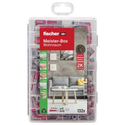 Assortiment de chevilles DUOPOWER 132 pièces - boîte plastique robuste, couvercle transparent