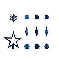 Assortiment de décorations de noël bleues, 50 pièces
