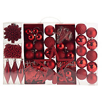 Assortiment de décorations de noël rouges, 100 pièces