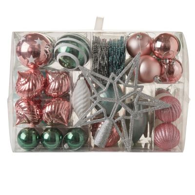 Assortiments de 100 boules de Noël soft bloom en plastique