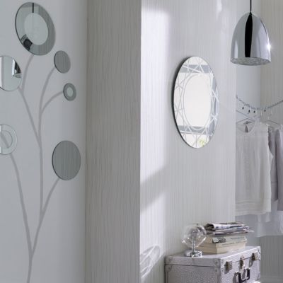 Élégant autocollant mural miroir rond autocollant - 56 pièces