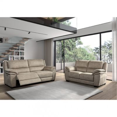 ASTIO - Canapé Fixe 2 Places Tissu Majestic Beige
