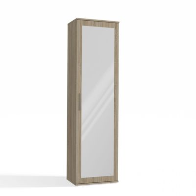 ATARA - Armoire d'entrée avec grand miroir - 2 étagères + porte-cintres - 180x50x35 cm - CHÊNE SONOMA