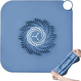 Attrape-cheveux en silicone bleu, bouchon de douche, filtre de vidange de douche, 28 x 28 cm