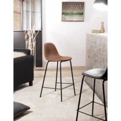 AUGUSTIN - Lot de 2 tabourets de bar John marron hauteur d'assise 65cm