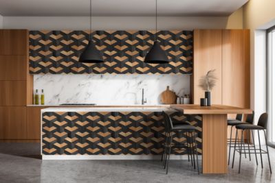 Auto Adhesif Film Vinyle Décoratif Wallfluent 100x50 cm Illusion 3d De Cubes En Bois Placard et Rénovation DIY