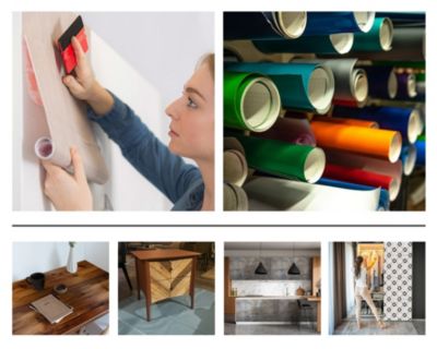 Auto Adhesif Film Vinyle Décoratif Wallfluent 100x50 cm Illusion 3d De Cubes En Bois Placard et Rénovation DIY