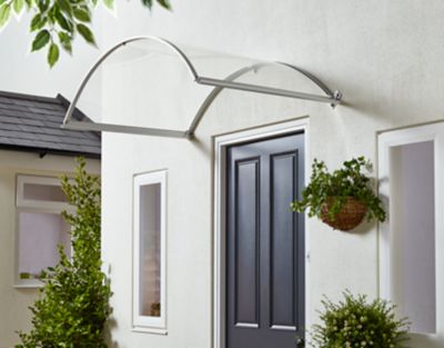 Auvent aluminium et polycarbonate Basic blanc 140 x 90 cm