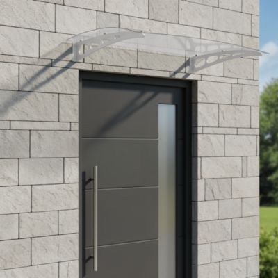 Auvent aluminium et polycarbonate Lt line blanc 140 x 90 cm
