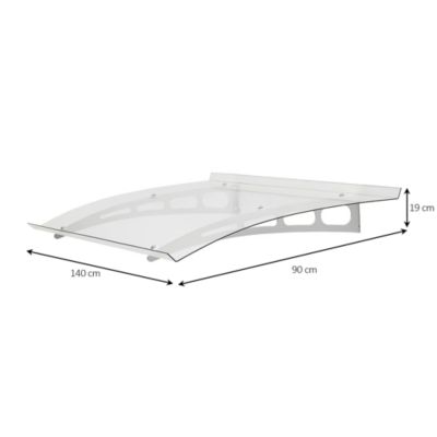 Auvent aluminium et polycarbonate Lt line blanc 140 x 90 cm