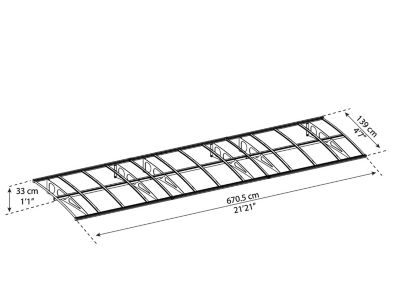 Auvent arrondi Bordeaux blanc l.670,5 x P.139 x H.33 cm Canopia by Palram