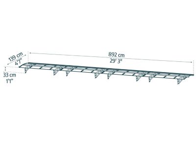 Auvent Bordeaux 890 x 140cm Blanc - Brume Blanche en Polycarbonate et acier