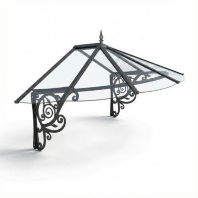 Auvent Canopy noir aluminium et acrylique 1,75 x 1,25 x 0,8 m