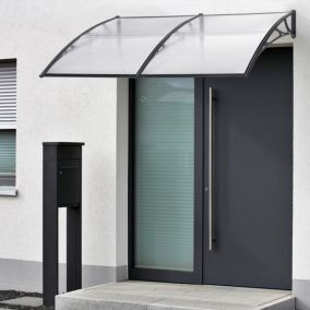 Auvent de Porte d'Entrée Mellerud 200 x 100 cm Noir Transparent en.casa