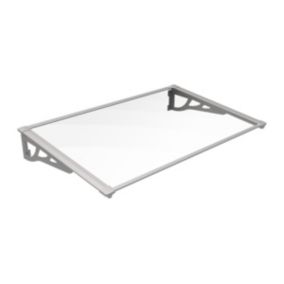 Auvent de porte en aluminium 120 x 90 cm incliné argenté KEPLER