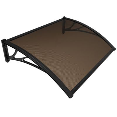 Auvent de porte marquise 100x80 cm en Polycarbonate anti UV Marron VOUNOT