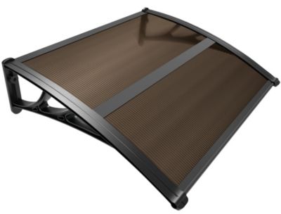 Auvent de porte marquise 100x80 cm en Polycarbonate anti UV Marron VOUNOT