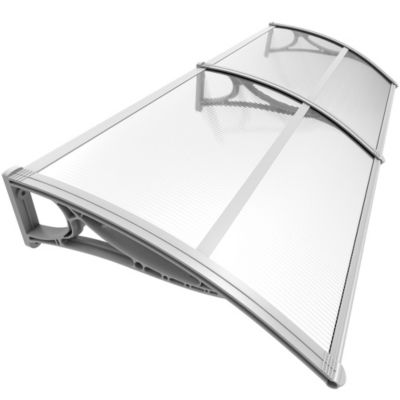 Auvent de porte marquise 200x80 cm transparent en Polycarbonate anti UV Gris VOUNOT