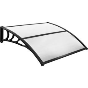 Auvent de Porte UPF 50+ avec Panneau Revêtu à Double Couche et Support en ABS Charge 20KG Gris