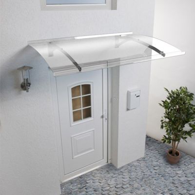 AUVENT - MARQUISE DE PORTE D'ENTRÉE MÉLANIE Gris clair, L.150 cm, Profondeur totale - 90 cm