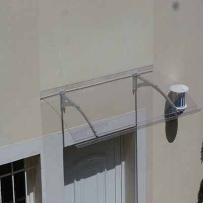 AUVENT - MARQUISE DE PORTE D'ENTRÉE MÉLANIE Gris clair, L.150 cm, Profondeur totale - 90 cm