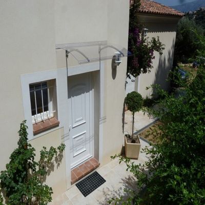 AUVENT - MARQUISE DE PORTE D'ENTRÉE MÉLANIE Gris clair, L.150 cm, Profondeur totale - 90 cm