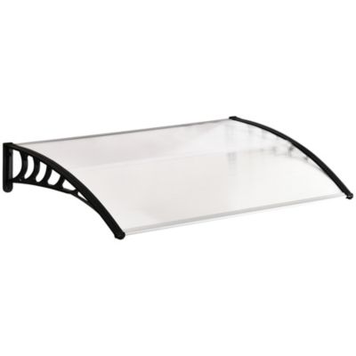 Auvent marquise de porte design voûté arrondi dim. 150L x 90l x 25H cm polycarbonate PP noir
