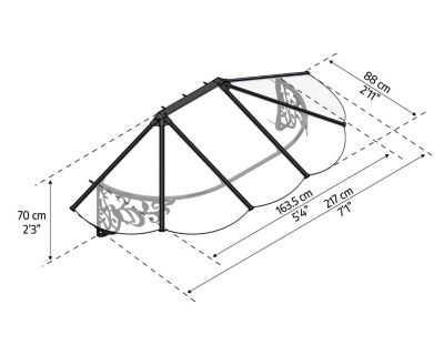 Auvent monopente Lily XL noir clair l.217 x P.88 x H.70 cm Canopia by Palram