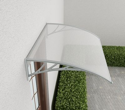 Auvent plastique et polycarbonate Geom Tiffanio gris clair 120 X 90 cm