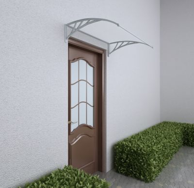 Auvent plastique et polycarbonate Geom Tiffanio gris clair 120 X 90 cm
