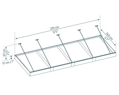 Auvent plat Sophia XL gris l.379 x P.140 x H.67 cm Canopia by Palram