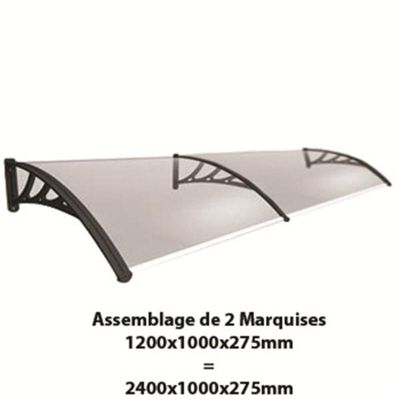 Auvent porte d'entrée Bertille Noir, L.- 120 cm, Profondeur totale - 100 cm