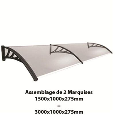 Auvent porte d'entrée Bertille Noir, L.- 150 cm, Profondeur totale - 100 cm
