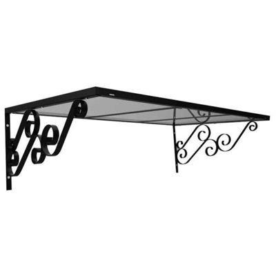Auvent porte d'entrée Noémie - stucture - Gris anthracite, L.- 140 cm, Profondeur totale - 80cm