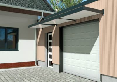 Auvent pour porte d'entrée aluminium gris anthracite Alumin'home Columbia 2,82 X 0.90 m