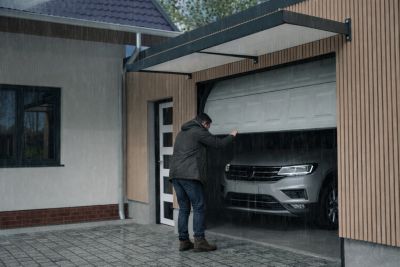 Auvent pour porte d'entrée aluminium gris anthracite Alumin'home Columbia 2,82 X 0.90 m